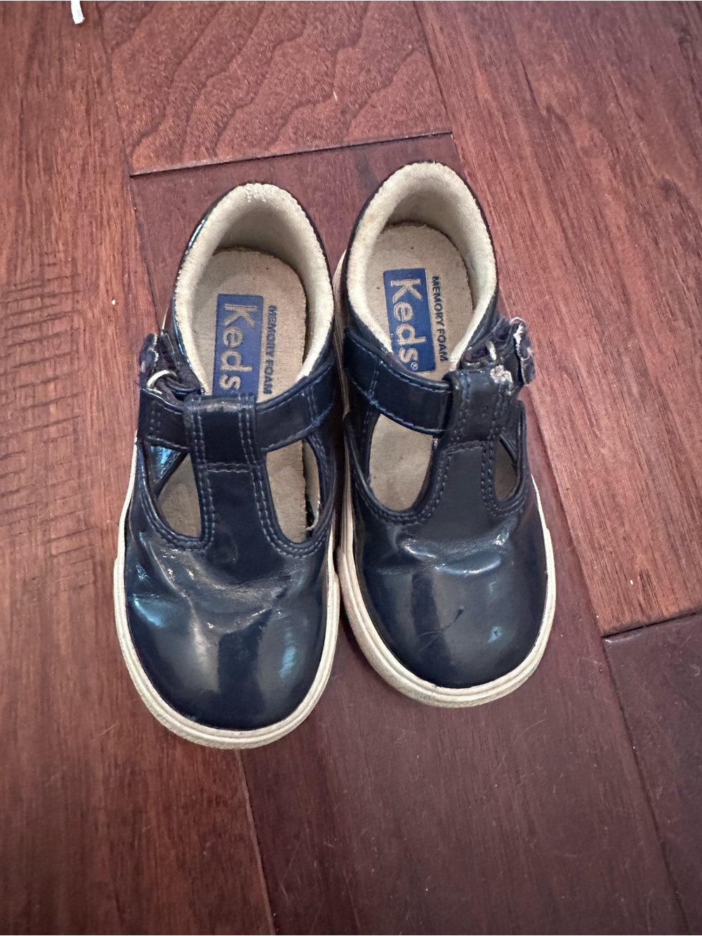 Keds Girls Navy Patent T-Strap Mary Janes